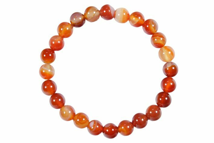 Banded Carnelian Agate Stone Bracelet - Elastic Band - Photo 1